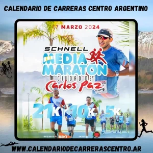 Flyer de carrera Media Maratón Ciudad de Carlos Paz 2024